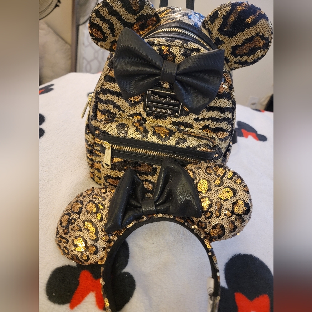 Disney Park Loungefly Leopard Cheerah Mini Backpack & Maching Ears
